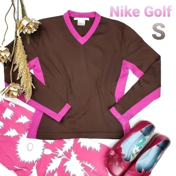 Nike Golf Brown Pink Dry Fit Athletic Sweater S - Picture 1 of 13